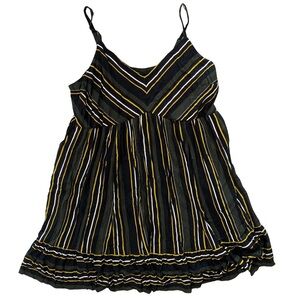 Women’s Black Striped Spaghetti Strap Midi-Dress